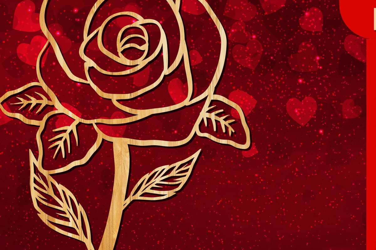 Intra απο ξύλο plywood 3mm-4mm πάχος – Valentine Rose Design με Δίασταση  40x30 cm INTRAFABR-23446737