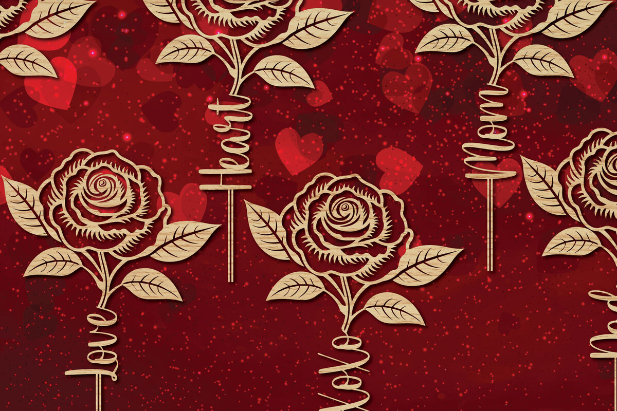 Intra απο ξύλο plywood 3mm-4mm πάχος – Πακέτο με Valentine Rose Δίασταση  20x20 cm INTRAFABR-87161625