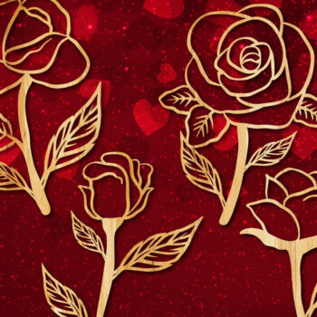 Intra απο ξύλο plywood 3mm-4mm πάχος – Πακέτο με Valentine Rose Δίασταση  20x20 cm INTRAFABR-23447889 - Image 1