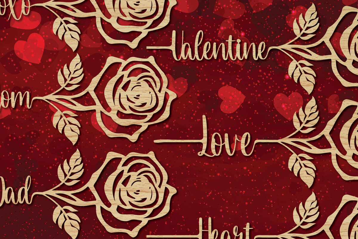 Intra απο ξύλο plywood 3mm-4mm πάχος – Πακέτο με Valentine Rose Δίασταση  20x20 cm INTRAFABR-87155834