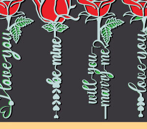 Intra απο ξύλο plywood 3mm-4mm πάχος – Valentine Rose Bundle 867 Δίασταση  20x20 cm INTRAFABR-59613406