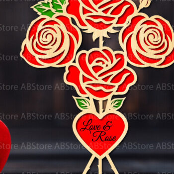 Intra απο ξύλο plywood 3mm-4mm πάχος – Valentine Rose Cut Laser Δίασταση  20x20 cm INTRAFABR-112294221 - Image 1