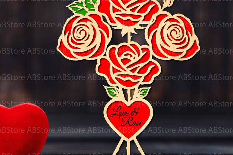 Intra απο ξύλο plywood 3mm-4mm πάχος – Valentine Rose Cut Laser Δίασταση  20x20 cm INTRAFABR-112294221
