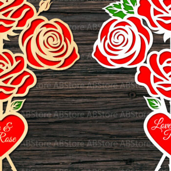 Intra απο ξύλο plywood 3mm-4mm πάχος – Valentine Rose Cut Laser Δίασταση  20x20 cm INTRAFABR-112294221 - Image 2