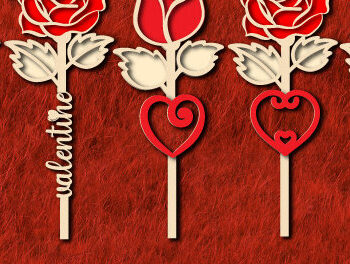 Intra απο ξύλο plywood 3mm-4mm πάχος – Valentine Rose Cut Επεξεργάσιμο Κείμενο1300 Δίασταση  20x20 cm INTRAFABR-113947792 - Image 2