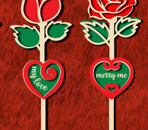 Intra απο ξύλο plywood 3mm-4mm πάχος – Valentine Rose Cut Επεξεργάσιμο Κείμενο1306 Δίασταση  20x20 cm INTRAFABR-114017145