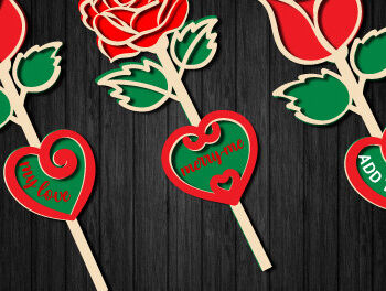 Intra απο ξύλο plywood 3mm-4mm πάχος – Valentine Rose Cut Επεξεργάσιμο Κείμενο1306 Δίασταση  20x20 cm INTRAFABR-114017145 - Image 2