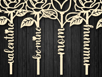 Intra απο ξύλο plywood 3mm-4mm πάχος – Valentine Rose Cut με κείμενο 1256 Δίασταση  20x20 cm INTRAFABR-112938546 - Image 1