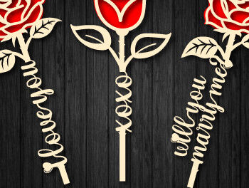 Intra απο ξύλο plywood 3mm-4mm πάχος – Valentine Rose Cut με κείμενο 1256 Δίασταση  20x20 cm INTRAFABR-112938546 - Image 3