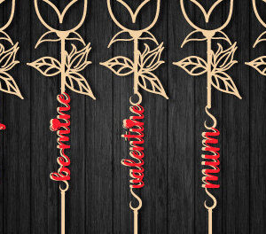 Intra απο ξύλο plywood 3mm-4mm πάχος – Valentine Rose Cut με κείμενο 1258 Δίασταση  20x20 cm INTRAFABR-112941135