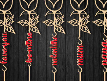 Intra απο ξύλο plywood 3mm-4mm πάχος – Valentine Rose Cut με κείμενο 1258 Δίασταση  20x20 cm INTRAFABR-112941135 - Image 1