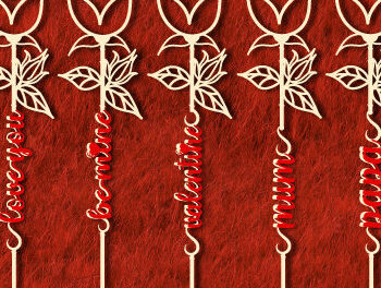 Intra απο ξύλο plywood 3mm-4mm πάχος – Valentine Rose Cut με κείμενο 1258 Δίασταση  20x20 cm INTRAFABR-112941135 - Image 2