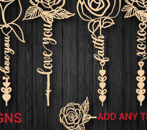 Intra απο ξύλο plywood 3mm-4mm πάχος – Valentine Rose με κείμενο Δίασταση  20x20 cm INTRAFABR-87779786