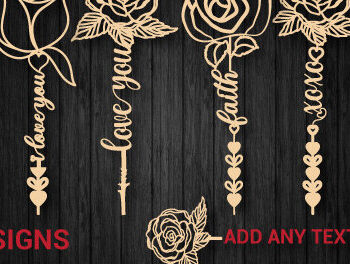 Intra απο ξύλο plywood 3mm-4mm πάχος – Valentine Rose με κείμενο Δίασταση  20x20 cm INTRAFABR-87779786 - Image 1