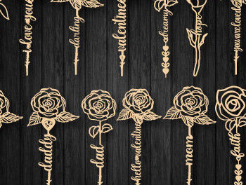 Intra απο ξύλο plywood 3mm-4mm πάχος – Valentine Rose με κείμενο Δίασταση  20x20 cm INTRAFABR-87779786 - Image 4