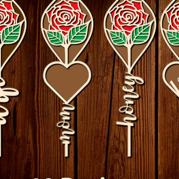 Intra απο ξύλο plywood 3mm-4mm πάχος – Πακέτο δώρου κομμένα με λέιζερ Roses Valentine Δίασταση  20x20 cm INTRAFABR-57615548 - Image 2