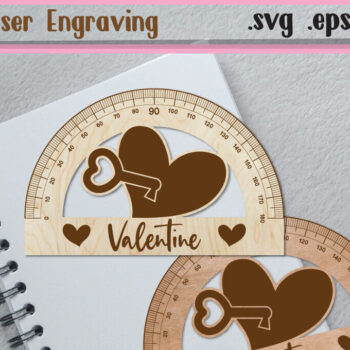 Intra απο ξύλο plywood 3mm-4mm πάχος – Valentine Ruler Arch - Ruler Protactor Δίασταση  20x20 cm INTRAFABR-113300657 - Image 1