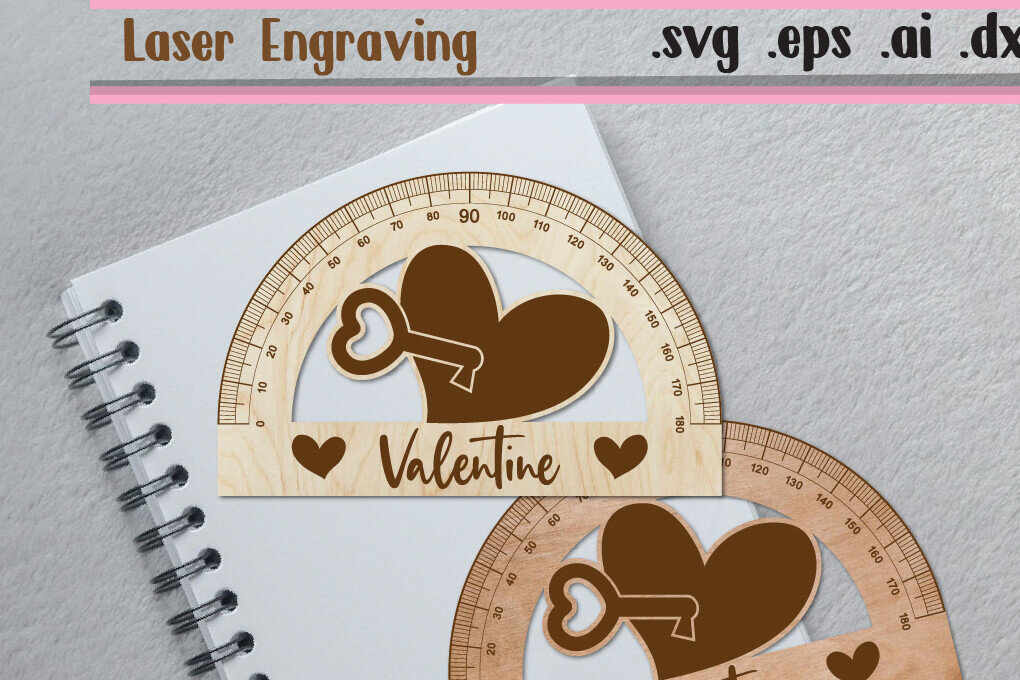 Intra απο ξύλο plywood 3mm-4mm πάχος – Valentine Ruler Arch - Ruler Protactor Δίασταση  20x20 cm INTRAFABR-113300657