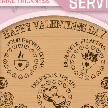 Intra απο ξύλο plywood 3mm-4mm πάχος – Δίσκος σερβιρίσματος Valentine Πακέτο Laser Cu Δίασταση  20x20 cm INTRAFABR-85846681 - Image 3