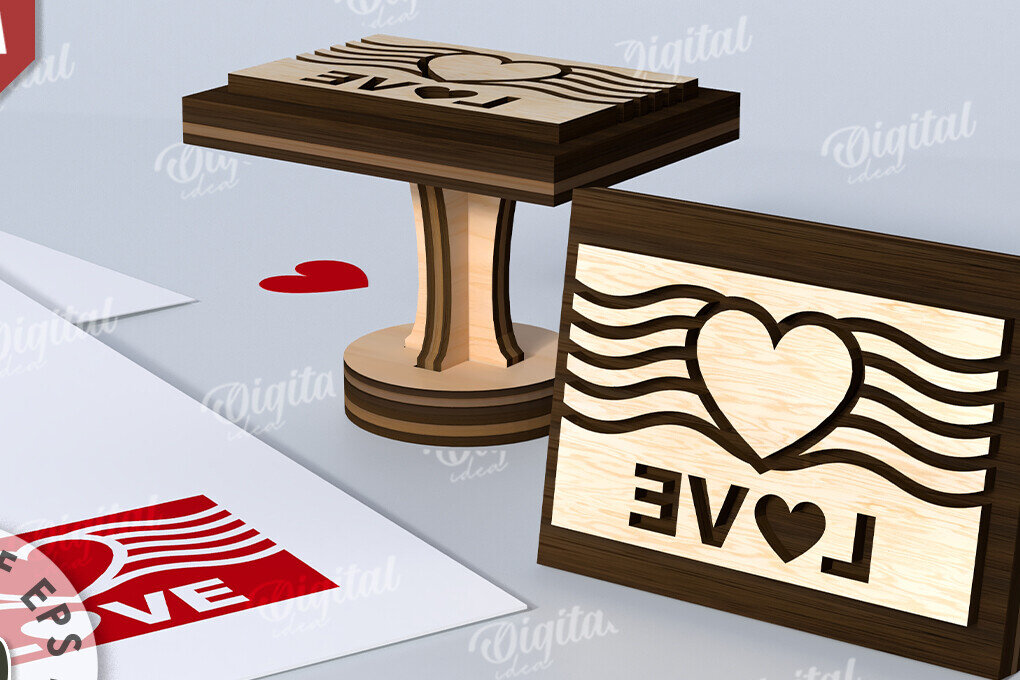 Intra απο ξύλο plywood 3mm-4mm πάχος – Σφραγίδα Αγίου Βαλεντίνου. Αγαπήστε το Δίασταση  20x20 cm INTRAFABR-114873507