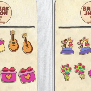 Intra απο ξύλο plywood 3mm-4mm πάχος – Σκουλαρίκια Valentine Stud Δίασταση  5x5 cm INTRAFABR-97026382 - Image 1