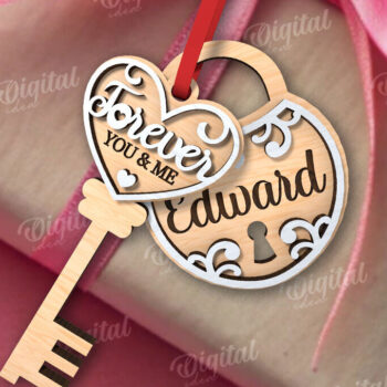 Intra απο ξύλο plywood 3mm-4mm πάχος – Valentine Tag Κλείδωμα και κλειδί κοπής με λέιζερ Δίασταση  20x20 cm INTRAFABR-110669264 - Image 1