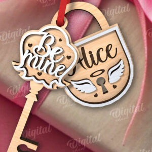 Intra απο ξύλο plywood 3mm-4mm πάχος – Valentine Tag Κλείδωμα και κλειδί κοπής με λέιζερ Δίασταση  20x20 cm INTRAFABR-110669334