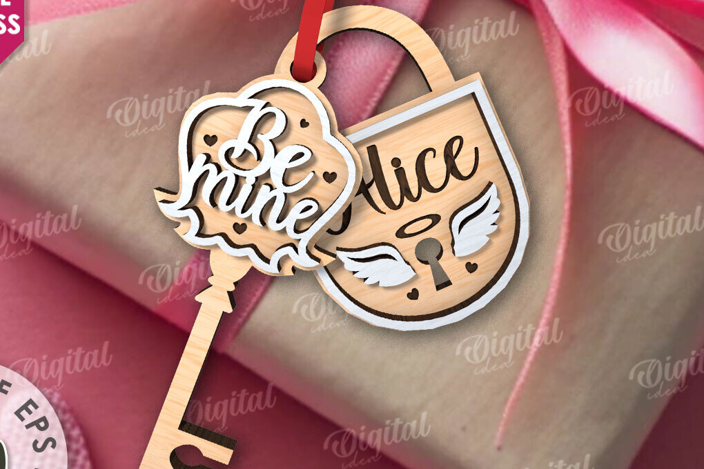 Intra απο ξύλο plywood 3mm-4mm πάχος – Valentine Tag Κλείδωμα και κλειδί κοπής με λέιζερ Δίασταση  20x20 cm INTRAFABR-110669334