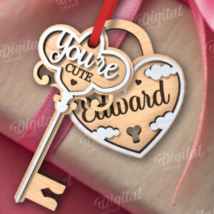 Intra απο ξύλο plywood 3mm-4mm πάχος – Valentine Tag Κλείδωμα και κλειδί κοπής με λέιζερ Δίασταση  20x20 cm INTRAFABR-110669516