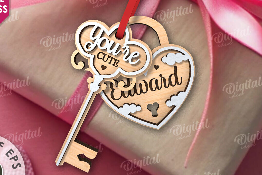 Intra απο ξύλο plywood 3mm-4mm πάχος – Valentine Tag Κλείδωμα και κλειδί κοπής με λέιζερ Δίασταση  20x20 cm INTRAFABR-110669516