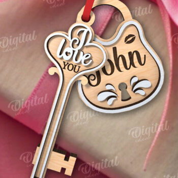 Intra απο ξύλο plywood 3mm-4mm πάχος – Valentine Tag Κλείδωμα και κλειδί κοπής με λέιζερ Δίασταση  20x20 cm INTRAFABR-110669546 - Image 1