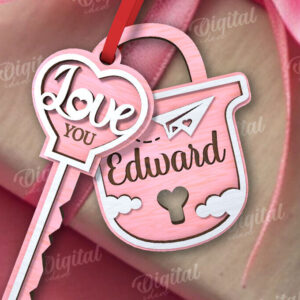 Intra απο ξύλο plywood 3mm-4mm πάχος – Valentine Tag Κλείδωμα και κλειδί κοπής με λέιζερ Δίασταση  20x20 cm INTRAFABR-110669564