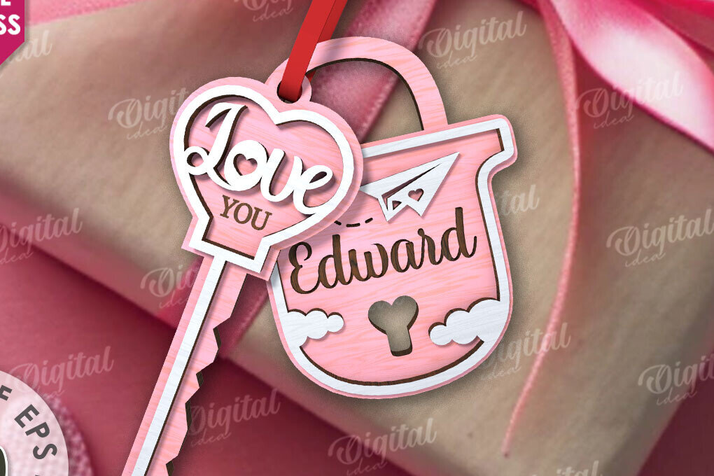 Intra απο ξύλο plywood 3mm-4mm πάχος – Valentine Tag Κλείδωμα και κλειδί κοπής με λέιζερ Δίασταση  20x20 cm INTRAFABR-110669564