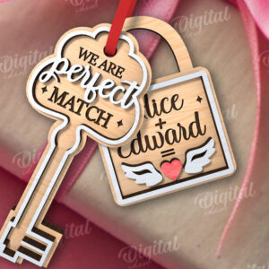 Intra απο ξύλο plywood 3mm-4mm πάχος – Valentine Tag Κλείδωμα και κλειδί κοπής με λέιζερ Δίασταση  20x20 cm INTRAFABR-110669592