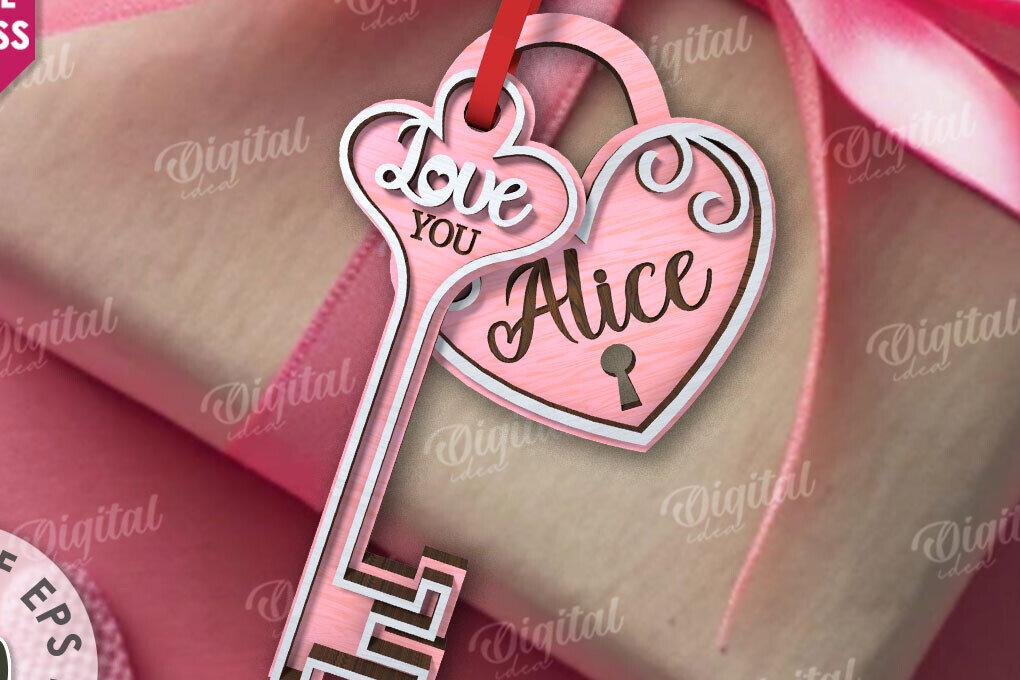 Intra απο ξύλο plywood 3mm-4mm πάχος – Valentine Tag Κλείδωμα και κλειδί κοπής με λέιζερ Δίασταση  20x20 cm INTRAFABR-110669202