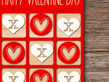 Intra απο ξύλο plywood 3mm-4mm πάχος – Παιχνίδι Valentine Tic Tac Toe Cut με λέιζερ Δίασταση  20x20 cm INTRAFABR-50827105 - Image 2