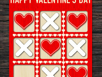 Intra απο ξύλο plywood 3mm-4mm πάχος – Παιχνίδι Valentine Tic Tac Toe Cut με λέιζερ Δίασταση  20x20 cm INTRAFABR-86806688 - Image 3