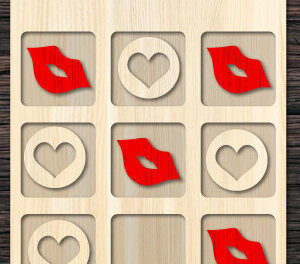 Intra απο ξύλο plywood 3mm-4mm πάχος – Παιχνίδι Valentine Tic Tac Toe Cut με λέιζερ Δίασταση  20x20 cm INTRAFABR-87300652