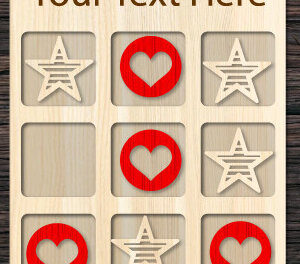 Intra απο ξύλο plywood 3mm-4mm πάχος – Παιχνίδι Valentine Tic Tac Toe Cut με λέιζερ Δίασταση  20x20 cm INTRAFABR-87300705