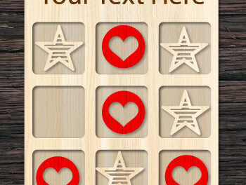 Intra απο ξύλο plywood 3mm-4mm πάχος – Παιχνίδι Valentine Tic Tac Toe Cut με λέιζερ Δίασταση  20x20 cm INTRAFABR-87300717 - Image 2