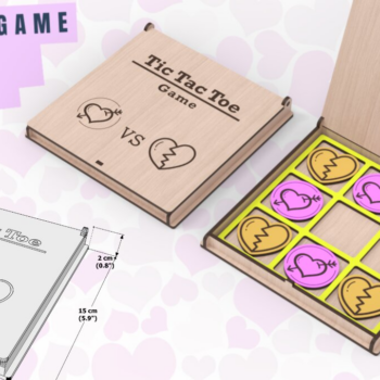 Intra απο ξύλο plywood 3mm-4mm πάχος – Παιχνίδι Valentine Tic Tac Toe | Δίασταση  20x20 cm INTRAFABR-87694294 - Image 3