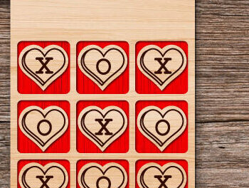 Intra απο ξύλο plywood 3mm-4mm πάχος – Παιχνίδι Valentine Tic Tac Toe Cut με λέιζερ Δίασταση  20x20 cm INTRAFABR-50826030 - Image 4