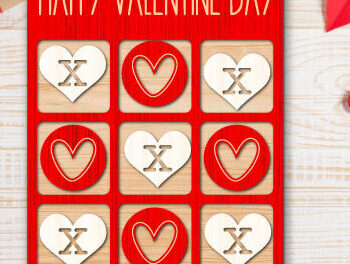 Intra απο ξύλο plywood 3mm-4mm πάχος – Παιχνίδι Valentine Tic Tac Toe Cut με λέιζερ Δίασταση  20x20 cm INTRAFABR-50826030 - Image 8