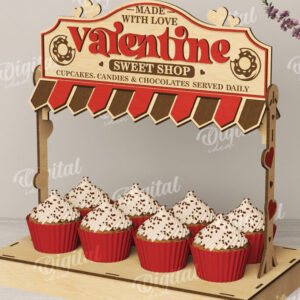 Intra απο ξύλο plywood 3mm-4mm πάχος – Πακέτο λέιζερ Stand Shop Treats Valentine Δίασταση  20x20 cm INTRAFABR-112210124