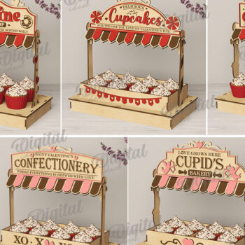 Intra απο ξύλο plywood 3mm-4mm πάχος – Πακέτο λέιζερ Stand Shop Treats Valentine Δίασταση  20x20 cm INTRAFABR-112210124 - Image 2