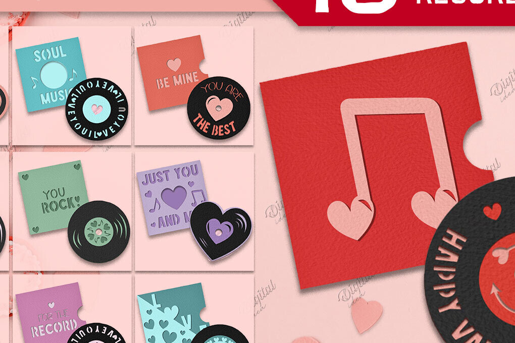 Intra απο ξύλο plywood 3mm-4mm πάχος – Πακέτο κάρτας δίσκων βινυλίου Valentine Δίασταση  20x20 cm INTRAFABR-85065792