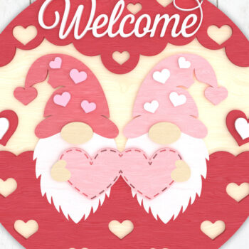 Intra απο ξύλο plywood 3mm-4mm πάχος – Valentine Welcome Sign Gnome Δίασταση  40x30 cm INTRAFABR-110274126 - Image 1