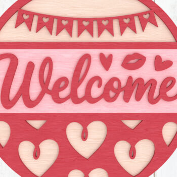 Intra απο ξύλο plywood 3mm-4mm πάχος – Σημάδι καλωσορίσματος Αγίου Βαλεντίνου Στρογγυλό Δίασταση  20x20 cm INTRAFABR-110274018 - Image 1