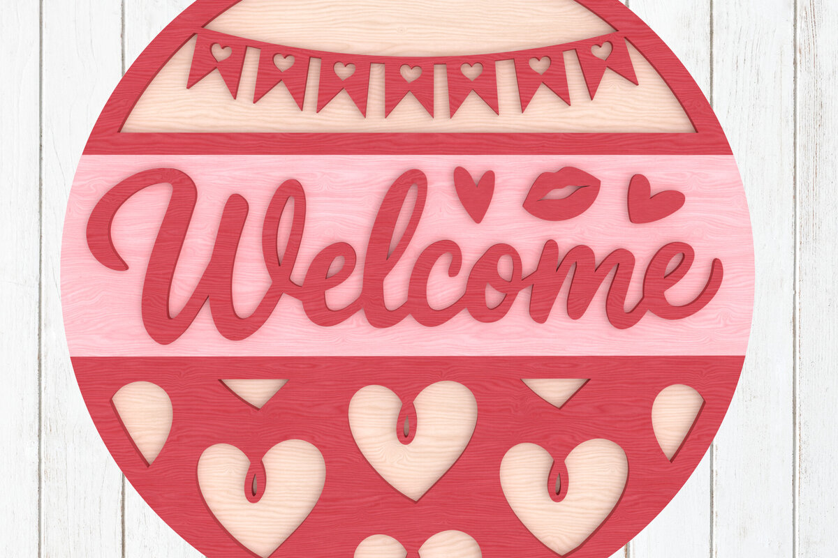 Intra απο ξύλο plywood 3mm-4mm πάχος – Σημάδι καλωσορίσματος Αγίου Βαλεντίνου Στρογγυλό Δίασταση 20x20 cm INTRAFABR-110274018