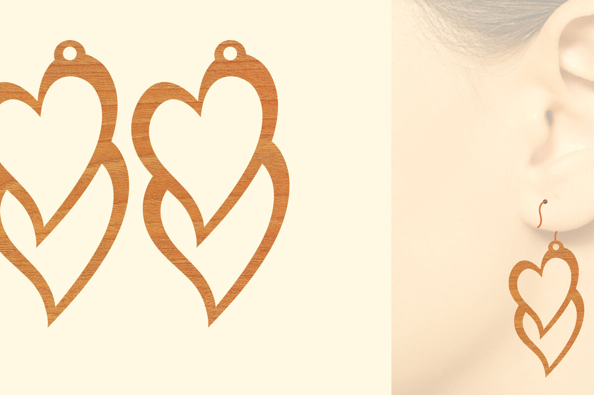 Intra απο ξύλο plywood 3mm-4mm πάχος – Valentine Ξύλινα Σκουλαρίκια Δίασταση  5x5 cm INTRAFABR-87192417